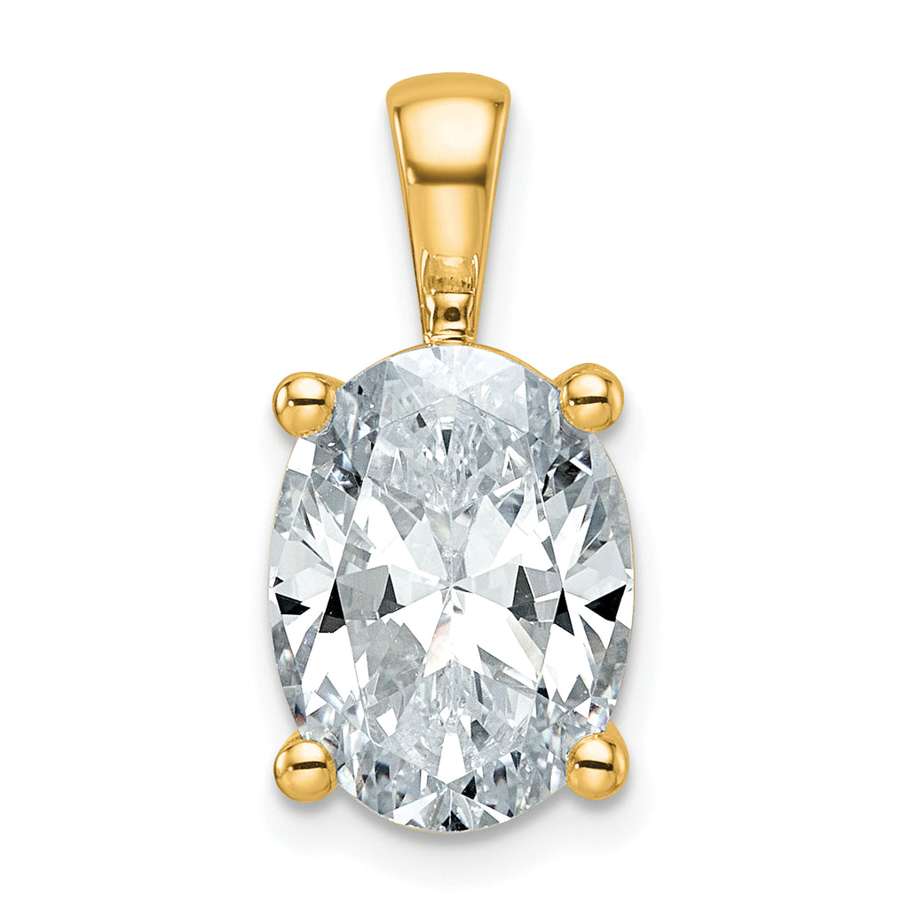 14k 4 carat Certified Lab Grown Diamond VS+ F+ Oval Complete Four Prong Pendant