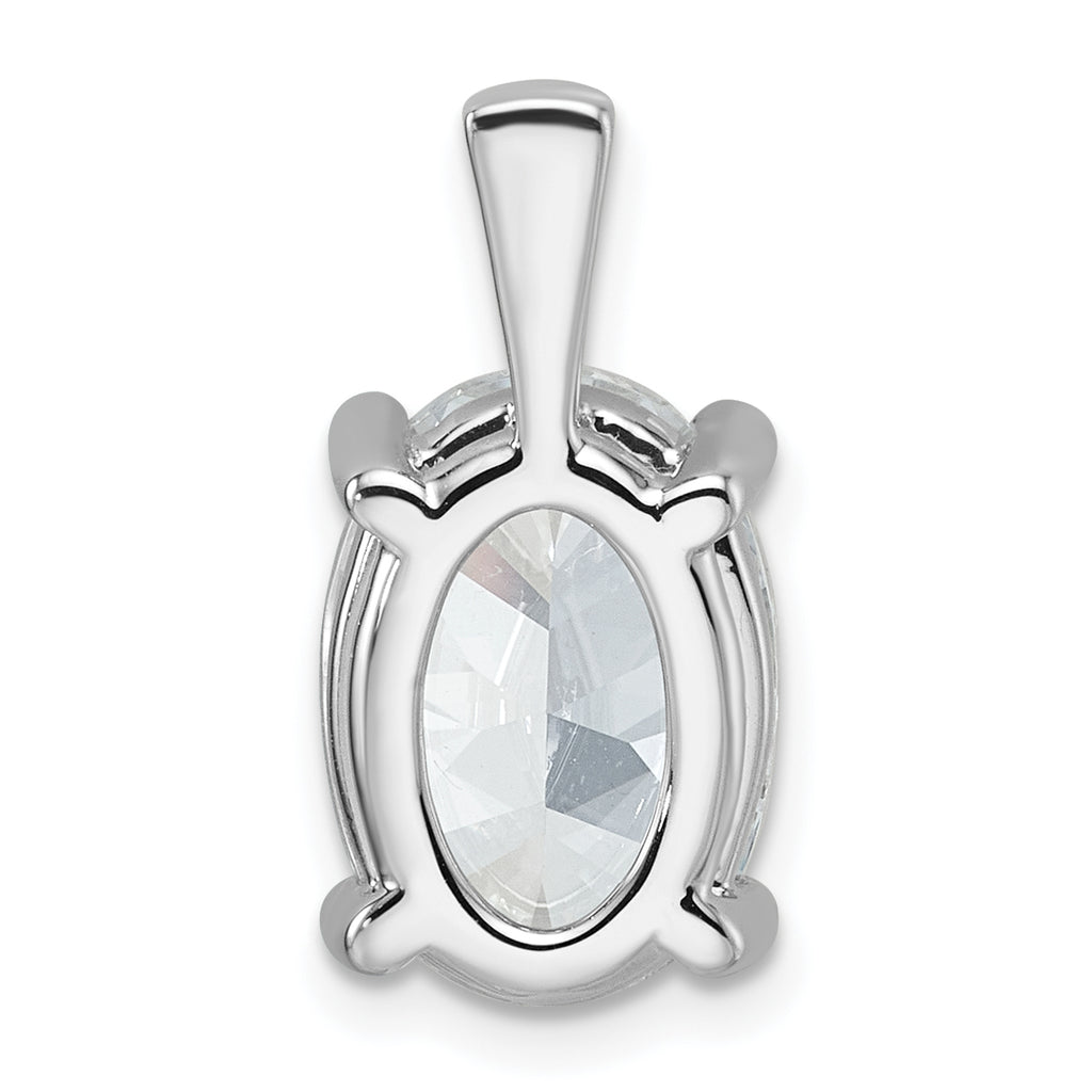 14k White Gold 5 carat Lab Grown Diamond VS+ F+ Oval Complete Four Prong Pendant