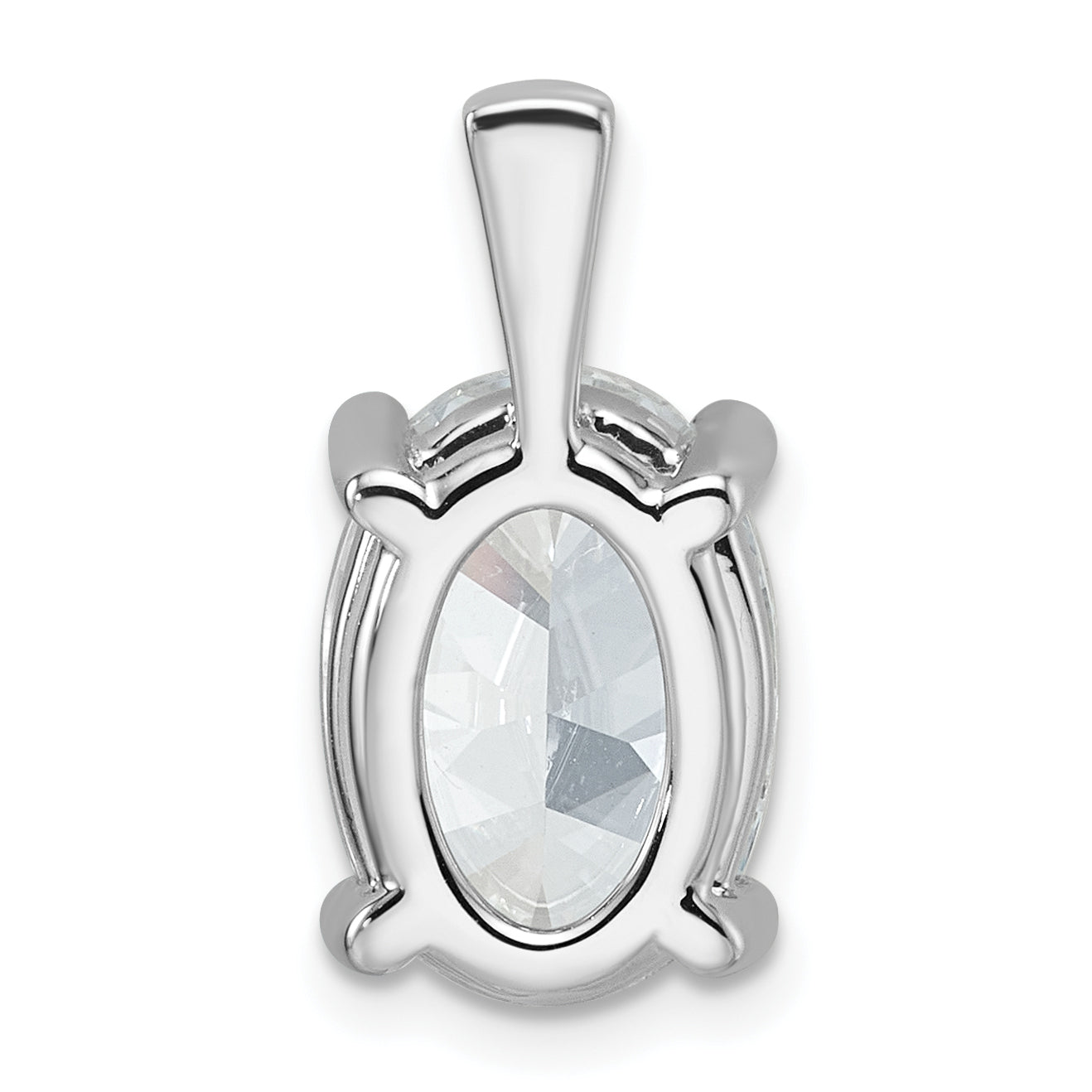 14k White Gold 5 carat Lab Grown Diamond VS+ F+ Oval Complete Four Prong Pendant