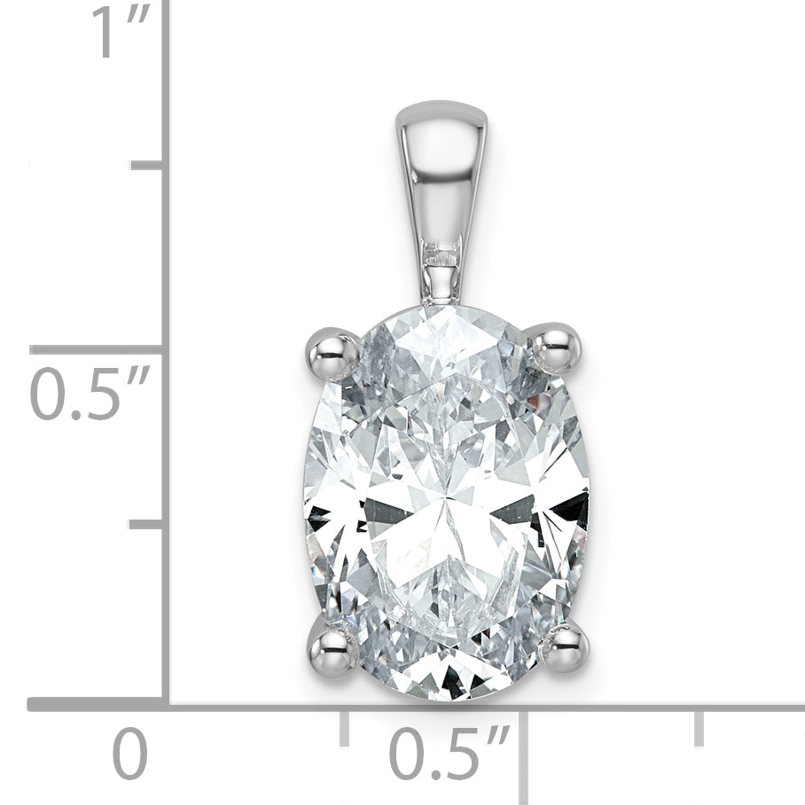14k White Gold 5 carat Lab Grown Diamond VS/SI+ G+ Oval Complete Four Prong Pendant