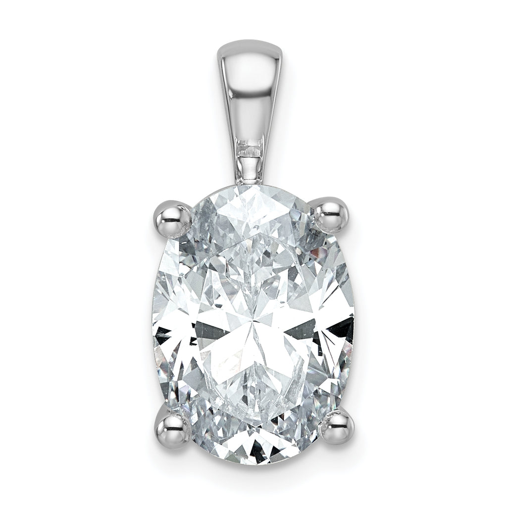 14k White Gold 5 carat Lab Grown Diamond VS+ F+ Oval Complete Four Prong Pendant