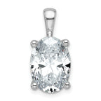 14k White Gold 5 carat Lab Grown Diamond VS+ F+ Oval Complete Four Prong Pendant