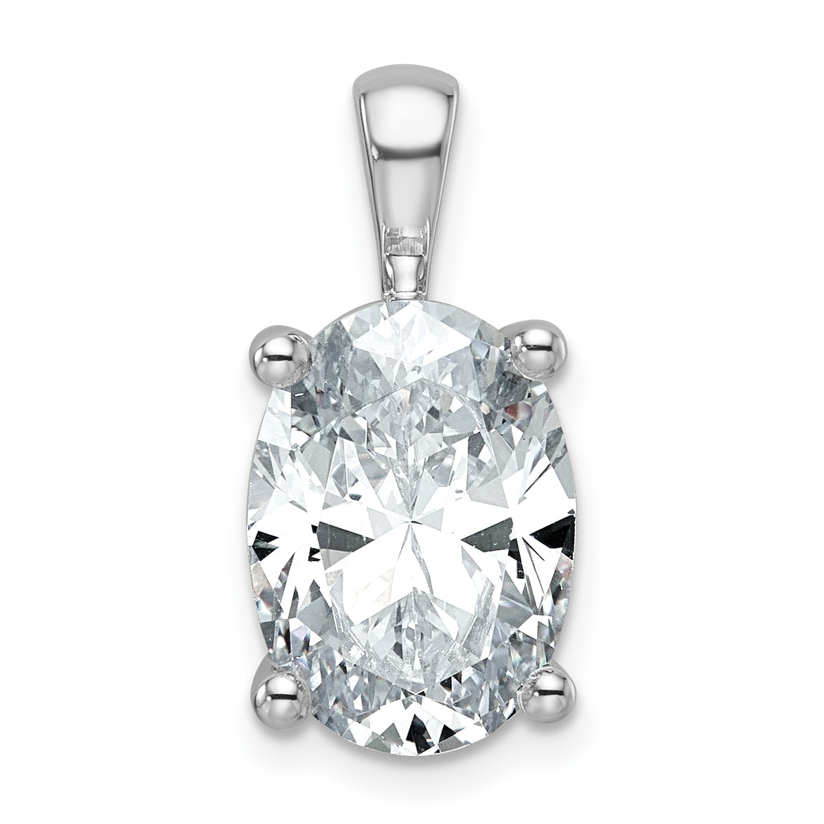 14k White Gold 5 carat Certified Lab Grown Diamond VS+ F+ Oval Complete Four Prong Pendant