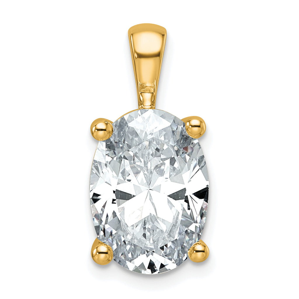 14k 5 carat Certified Lab Grown Diamond VS+ F+ Oval Complete Four Prong Pendant