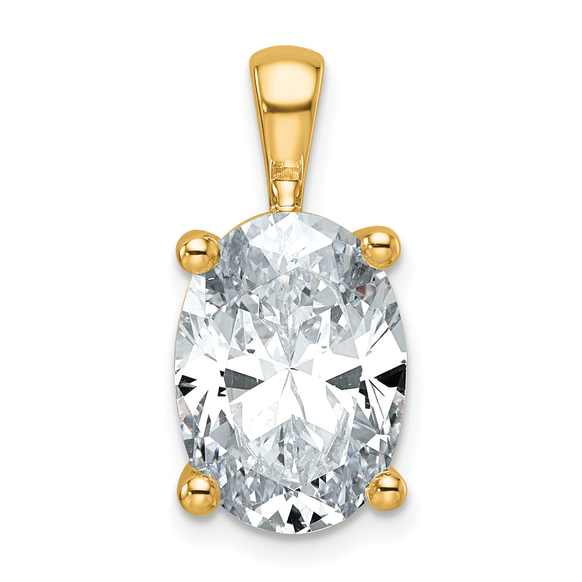 14k 5 carat Certified Lab Grown Diamond VS+ F+ Oval Complete Four Prong Pendant