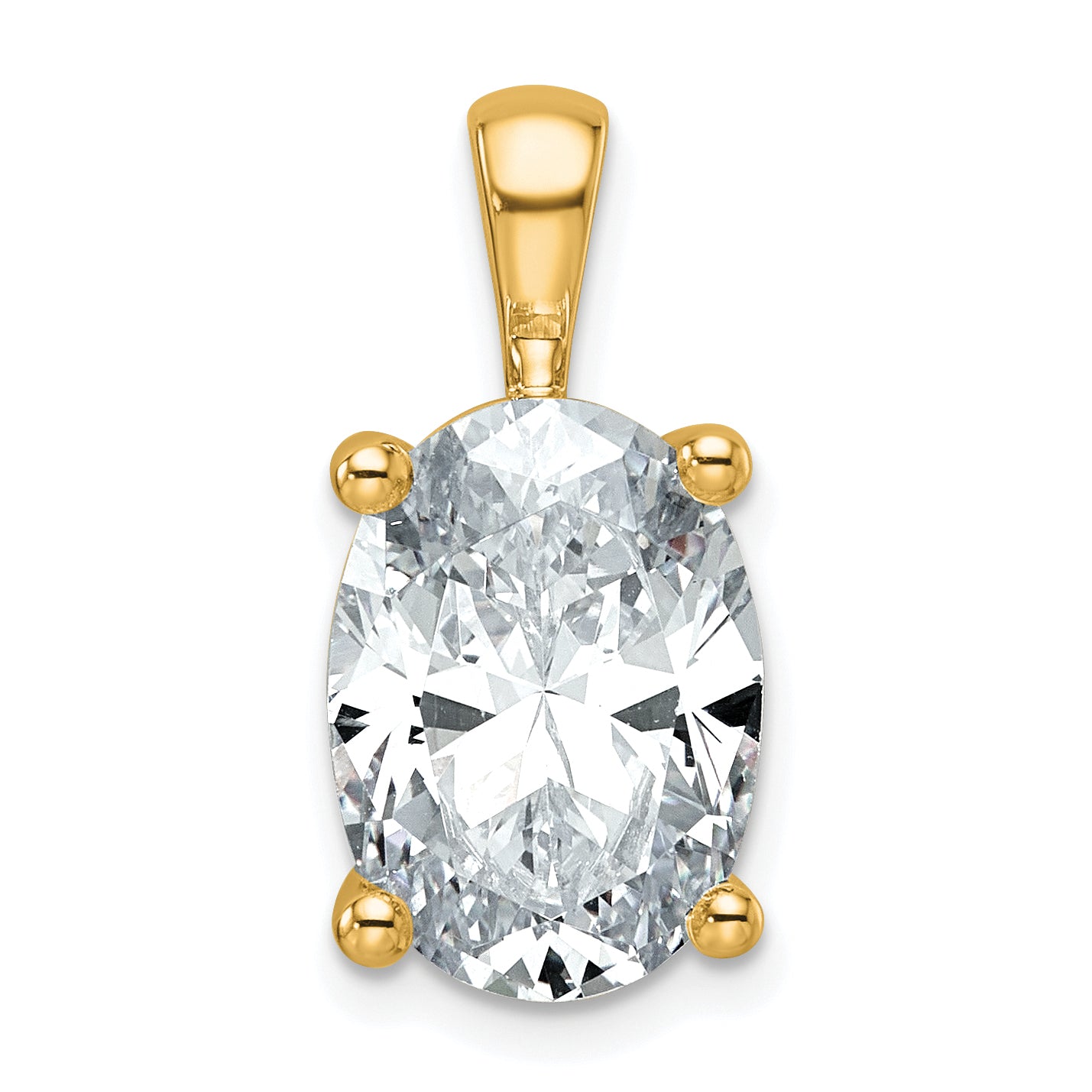 14k 5 carat Lab Grown Diamond VS/SI+ G+ Oval Complete Four Prong Pendant