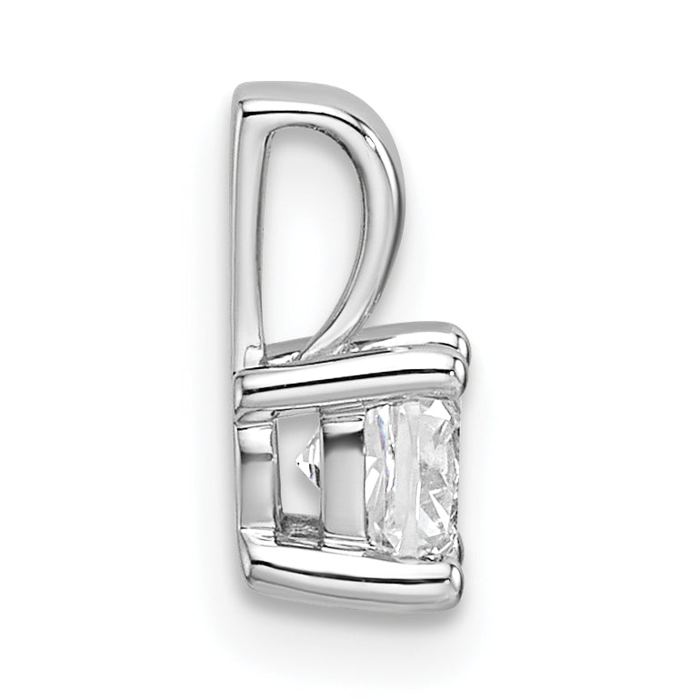 14k White Gold 1/2 carat Lab Grown Diamond VS+ F+ Cushion Complete Four Prong Pendant