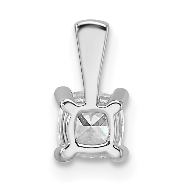 14k White Gold 1/2 carat Lab Grown Diamond VS+ F+ Cushion Complete Four Prong Pendant