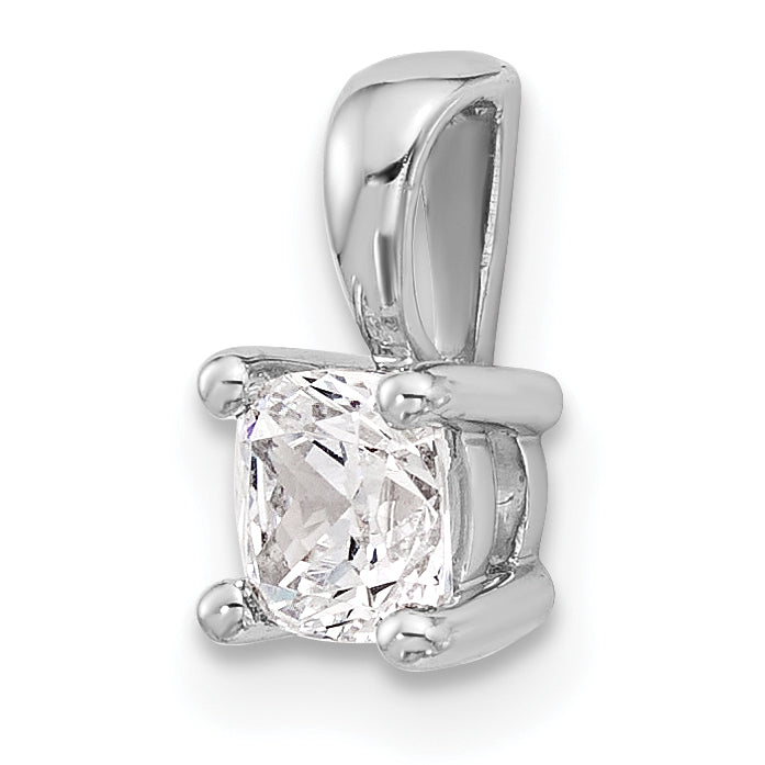 14k White Gold 1/2 carat Lab Grown Diamond VS/SI+ G+ Cushion Complete Four Prong Pendant