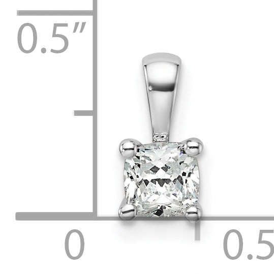 14k White Gold 1/2 carat Certified Lab Grown Diamond VS+ F+ Cushion Complete Four Prong Pendant