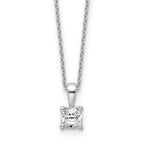 14k White Gold 1/2 carat Lab Grown Diamond VS/SI+ G+ Cushion Complete 18 inch Four Prong Pendant Necklace