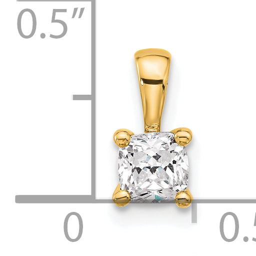 14k 1/2 carat Certified Lab Grown Diamond VS+ F+ Cushion Complete Four Prong Pendant
