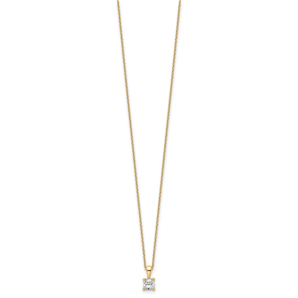 14k 1/2 carat Lab Grown Diamond VS+ F+ Cushion Complete 18 inch Four Prong Pendant Necklace