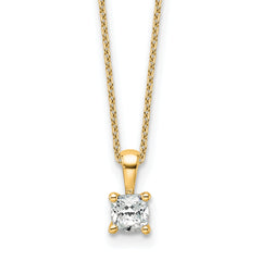 14k 1/2 carat Certified Lab Grown Diamond VS+ F+ Cushion Complete 18 inch Four Prong Pendant Necklace