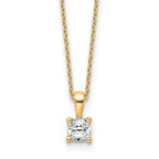 14k 1/2 carat Certified Lab Grown Diamond VS/SI+ G+ Cushion Complete 18 inch Four Prong Pendant Necklace