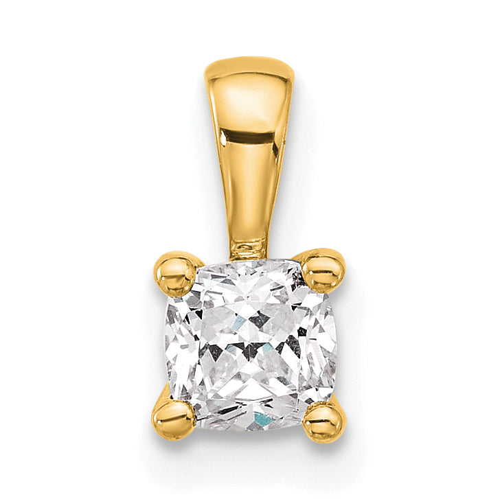 14k 1/2 carat Certified Lab Grown Diamond VS/SI+ G+ Cushion Complete Four Prong Pendant