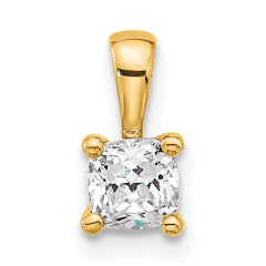 14k 1/2 carat Certified Lab Grown Diamond VS/SI+ G+ Cushion Complete Four Prong Pendant