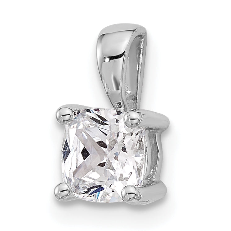 14k White Gold 3/4 carat Certified Lab Grown Diamond VS/SI+ G+ Cushion Complete Four Prong Pendant