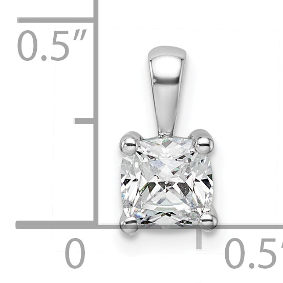 14k White Gold 3/4 carat Lab Grown Diamond VS+ F+ Cushion Complete Four Prong Pendant
