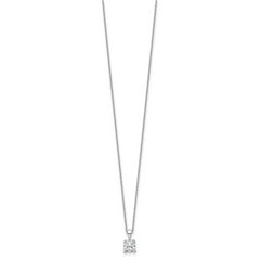 14k White Gold 3/4 carat Certified Lab Grown Diamond VS+ F+ Cushion Complete 18 inch Four Prong Pendant Necklace