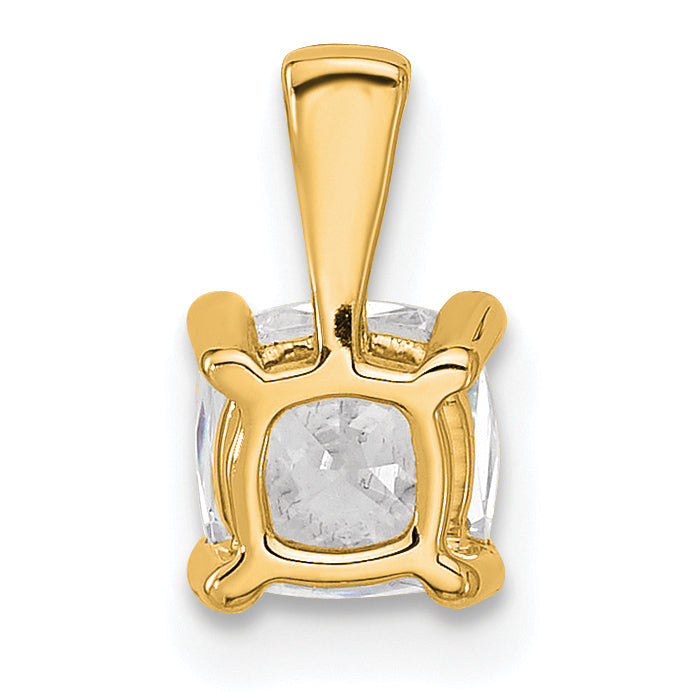 14k 3/4 carat Lab Grown Diamond VS+ F+ Cushion Complete Four Prong Pendant