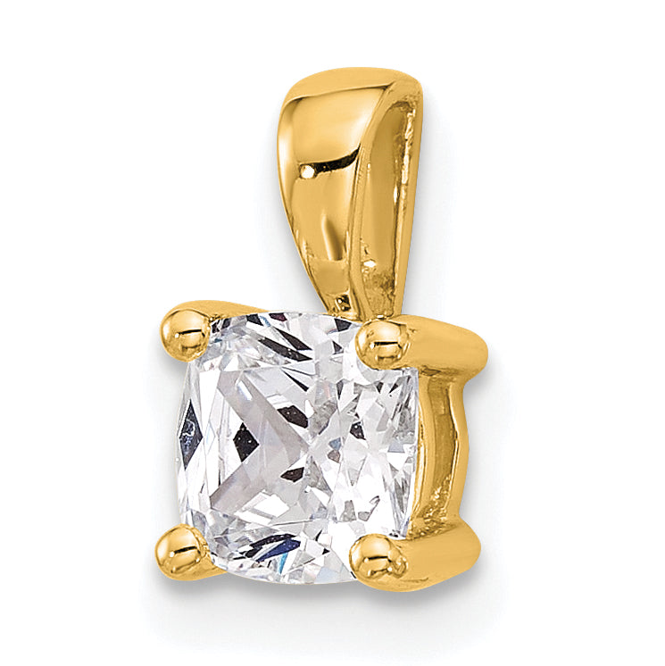 14k 3/4 carat Certified Lab Grown Diamond VS+ F+ Cushion Complete Four Prong Pendant