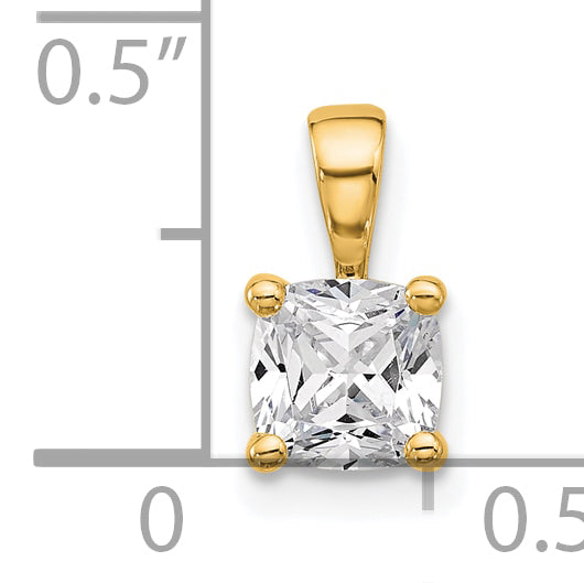 14k 3/4 carat Lab Grown Diamond VS/SI+ G+ Cushion Complete Four Prong Pendant