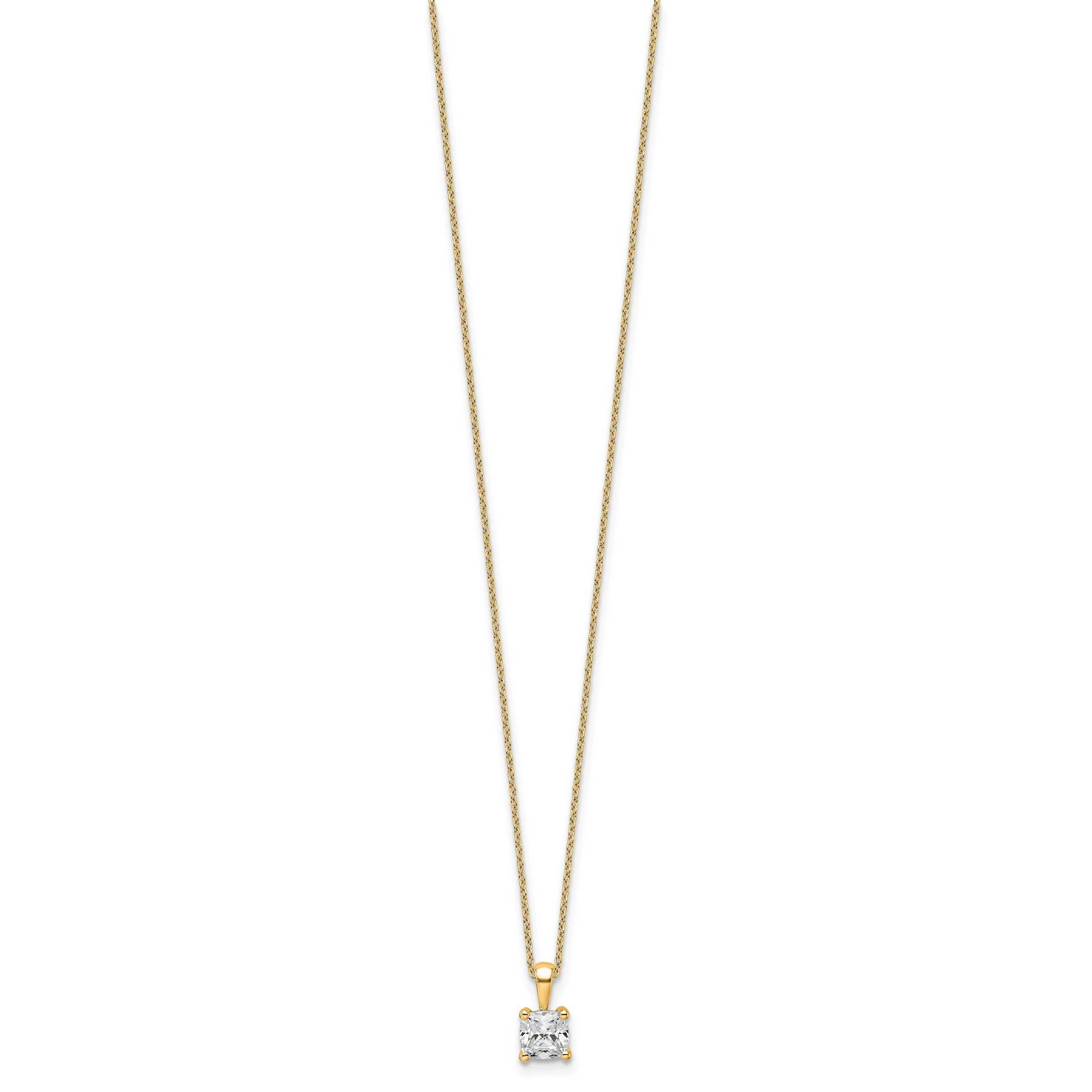 14k 3/4 carat Lab Grown Diamond VS+ F+ Cushion Complete 18 inch Four Prong Pendant Necklace