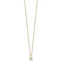14k 3/4 carat Certified Lab Grown Diamond VS/SI+ G+ Cushion Complete 18 inch Four Prong Pendant Necklace