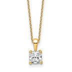 14k 3/4 carat Lab Grown Diamond VS+ F+ Cushion Complete 18 inch Four Prong Pendant Necklace