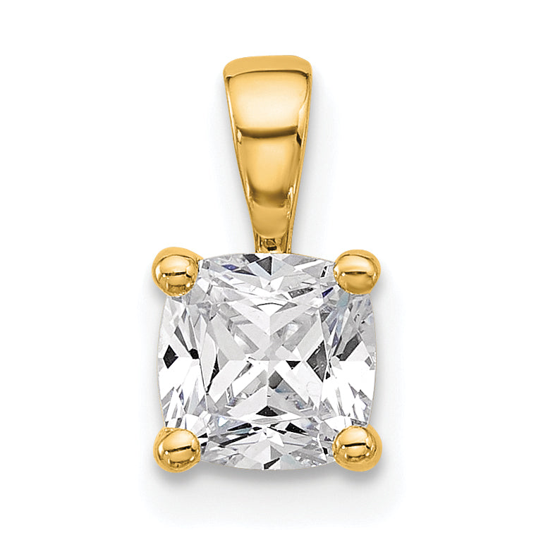 14k 3/4 carat Lab Grown Diamond VS+ F+ Cushion Complete Four Prong Pendant