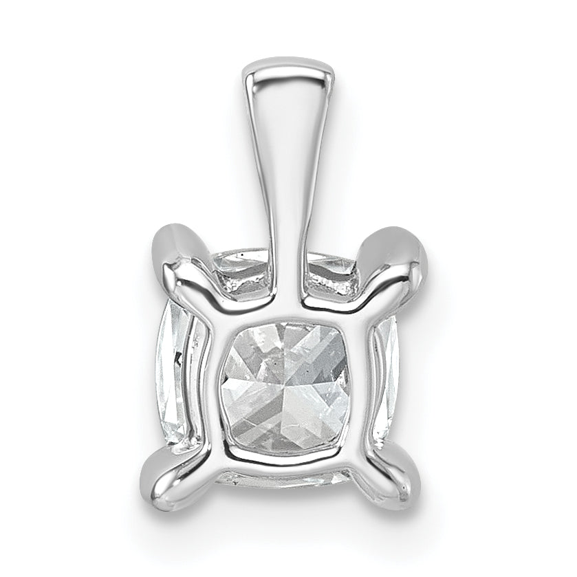 14k White Gold 1 carat Lab Grown Diamond VS/SI+ G+ Cushion Complete Four Prong Pendant