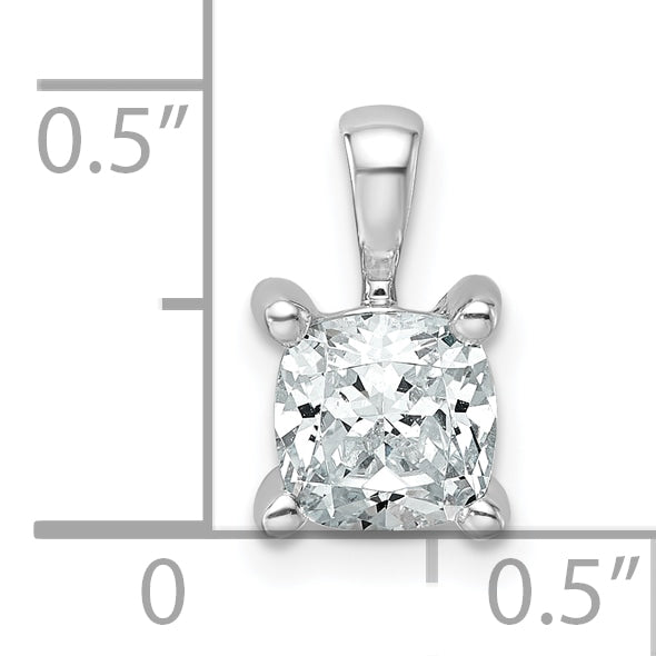 14k White Gold 1 carat Certified Lab Grown Diamond VS+ F+ Cushion Complete Four Prong Pendant