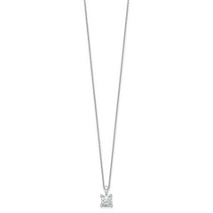 14k White Gold 1 carat Certified Lab Grown Diamond VS+ F+ Cushion Complete 18 inch Four Prong Pendant Necklace