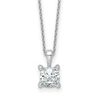 14k White Gold 1 carat Certified Lab Grown Diamond VS+ F+ Cushion Complete 18 inch Four Prong Pendant Necklace