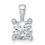 14k White Gold 1 carat Certified Lab Grown Diamond VS/SI+ G+ Cushion Complete Four Prong Pendant