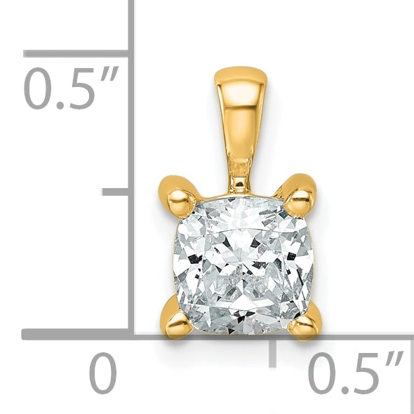 14k 1 carat Lab Grown Diamond VS/SI+ G+ Cushion Complete Four Prong Pendant