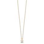 14k 1 carat Certified Lab Grown Diamond VS/SI+ G+ Cushion Complete 18 inch Four Prong Pendant Necklace