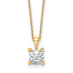 14k 1 carat Lab Grown Diamond VS+ F+ Cushion Complete 18 inch Four Prong Pendant Necklace