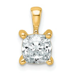 14k 1 carat Certified Lab Grown Diamond VS/SI+ G+ Cushion Complete Four Prong Pendant