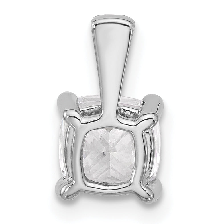 14k White Gold 1 1/2 carat Lab Grown Diamond VS+ F+ Cushion Complete Four Prong Pendant