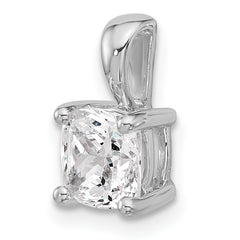 14k White Gold 1 1/2 carat Certified Lab Grown Diamond VS+ F+ Cushion Complete Four Prong Pendant
