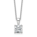 14k White Gold 1 1/2 carat Lab Grown Diamond VS+ F+ Cushion Complete 18 inch Four Prong Pendant Necklace