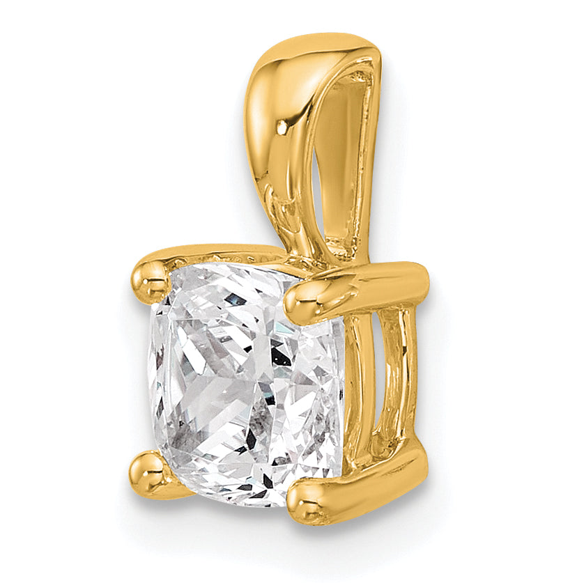 14k 1 1/2 carat Certified Lab Grown Diamond VS/SI+ G+ Cushion Complete Four Prong Pendant