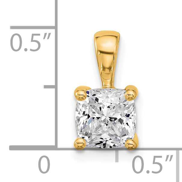 14k 1 1/2 carat Lab Grown Diamond VS+ F+ Cushion Complete Four Prong Pendant