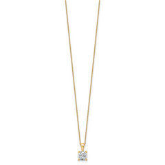 14k 1 1/2 carat Certified Lab Grown Diamond VS+ F+ Cushion Complete 18 inch Four Prong Pendant Necklace