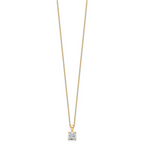 14k 1 1/2 carat Lab Grown Diamond VS/SI+ G+ Cushion Complete 18 inch Four Prong Pendant Necklace