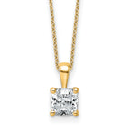 14k 1 1/2 carat Lab Grown Diamond VS/SI+ G+ Cushion Complete 18 inch Four Prong Pendant Necklace