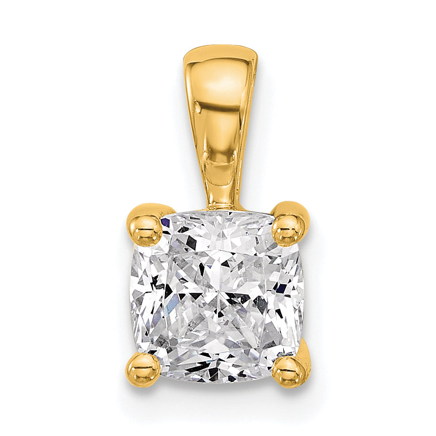 14k 1 1/2 carat Lab Grown Diamond VS+ F+ Cushion Complete Four Prong Pendant