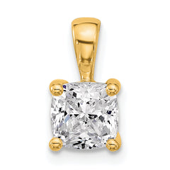 14k 1 1/2 carat Lab Grown Diamond VS/SI+ G+ Cushion Complete Four Prong Pendant
